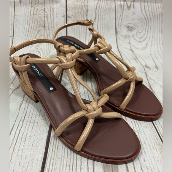 Matt Bernson Elba Sandals Rose Gold Knot Strap Block Heel Sundance Size 10 - Picture 3 of 10
